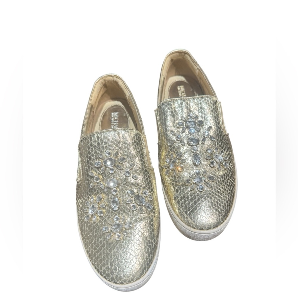 Michael Kors Gold Embellished Slip-On Sneakers - Picture 2 of 15